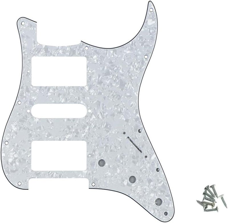 ROZILO Strat HSH Pickguard Pick Guard Scratch Plate with Screws for American/Mexican Standard Strat Modern Style Guitar Replacement White Pearl - Image 1